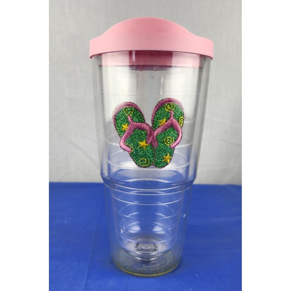 Tervis Green FLIP FLOP Sandals Tumbler 24 oz Patch Pink Lid Beach Summer Sandals